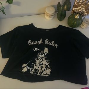 brandy melville/john galt cropped black rough rider tee
